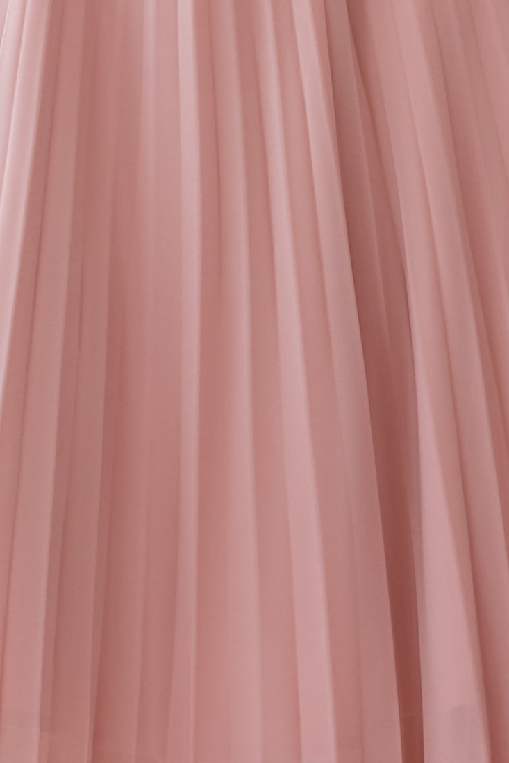 Artemis Accordion Pleat Strappy Back Midi Dress Blush