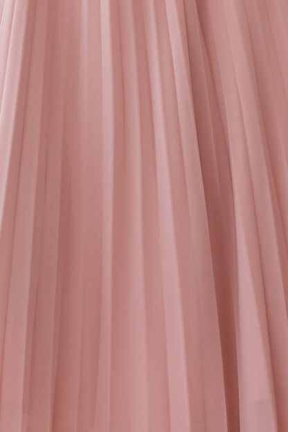 Artemis Accordion Pleat Strappy Back Midi Dress Blush