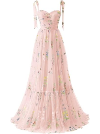 Elegant Spaghetti Straps A-line Floral Floor-length Bridesmaid Dresses