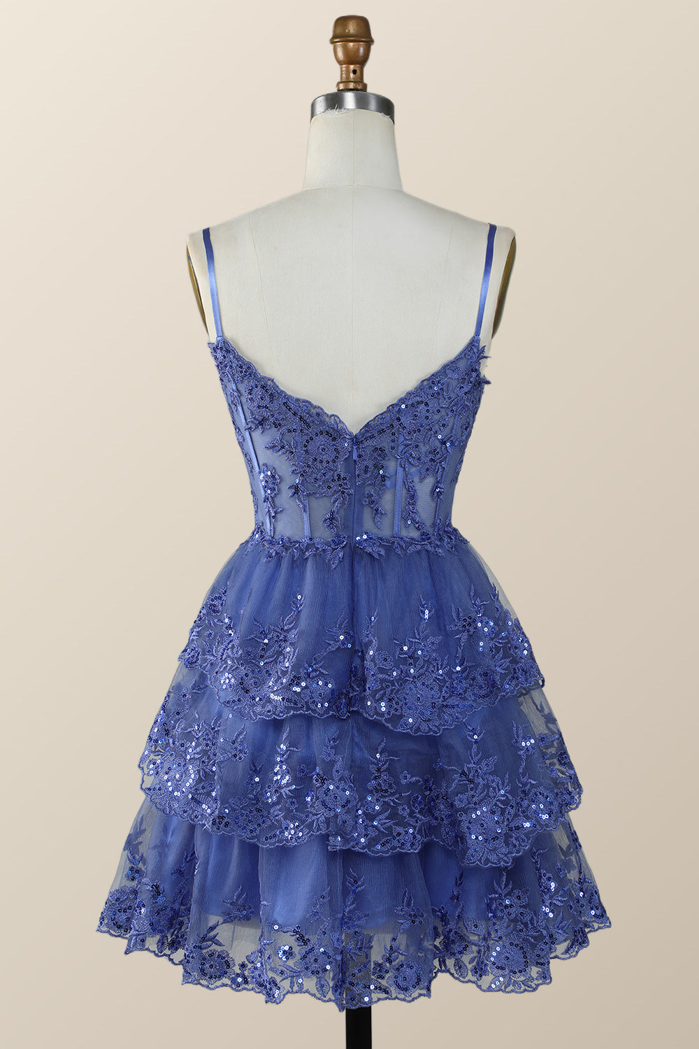 Straps Hot Pink Appliques Tiered Layered Short Princess Dress