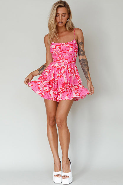 Well Versed Cowl Neckline Flounce Romper Lily Pink