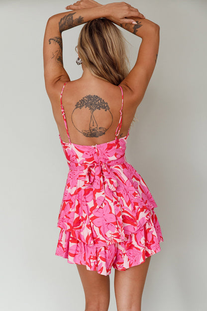 Well Versed Cowl Neckline Flounce Romper Lily Pink