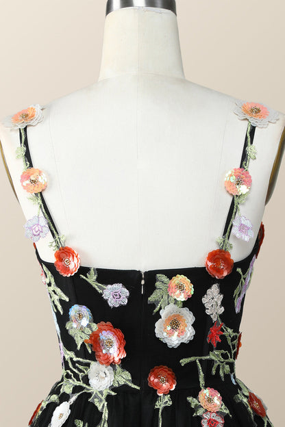 Straps Green Tulle A-line Flowers Homecoming Dress