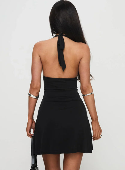 Tinisie Halter Mini Dress Black Tall