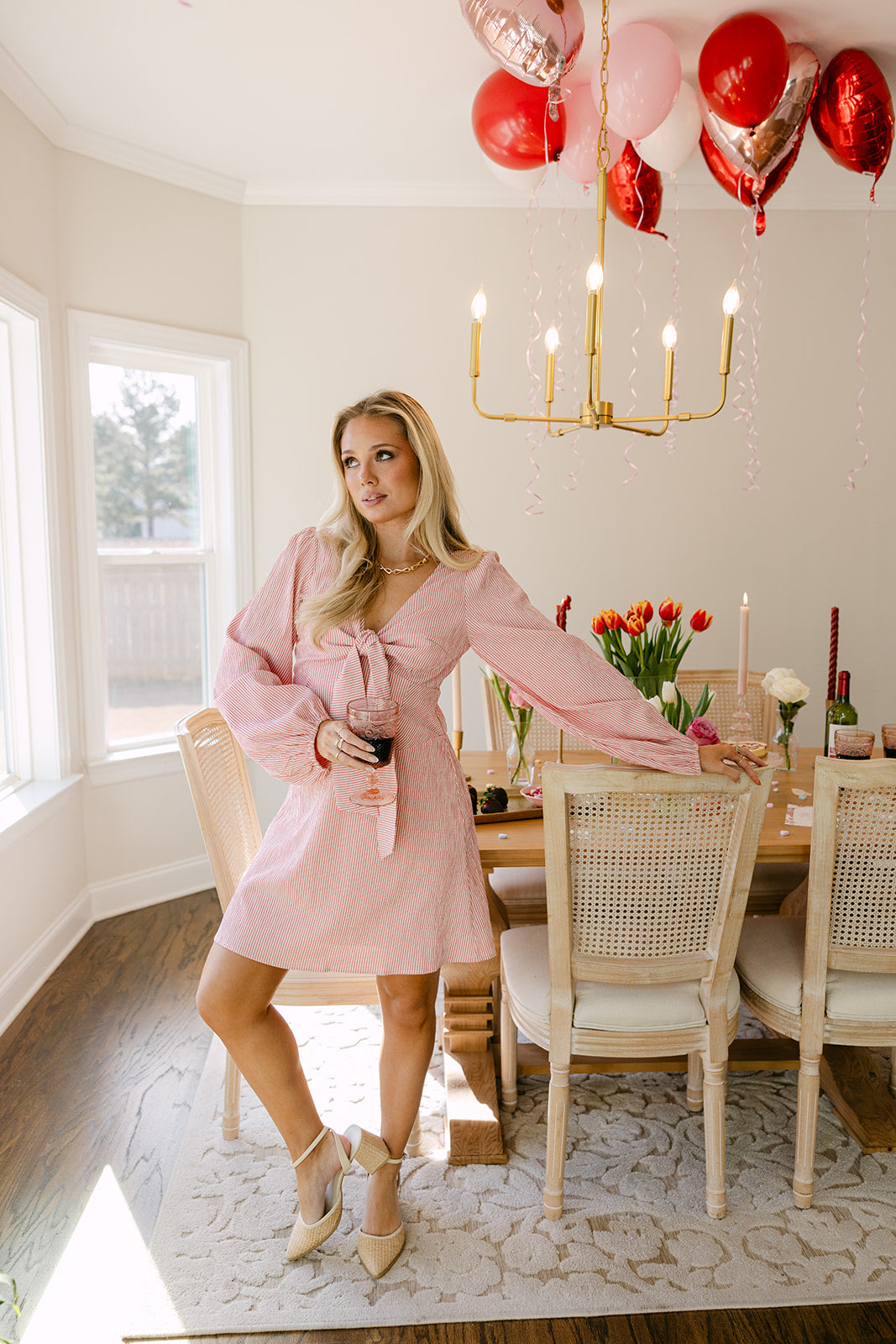 Joanie Cream & Red Striped Mini Dress