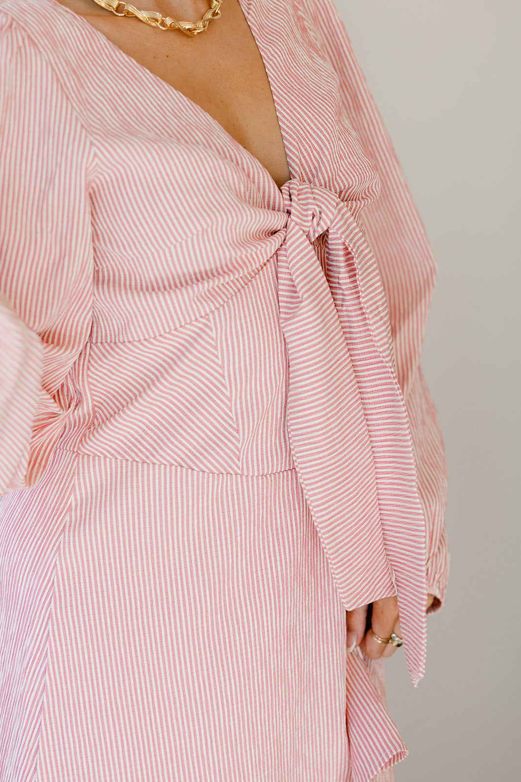 Joanie Cream & Red Striped Mini Dress