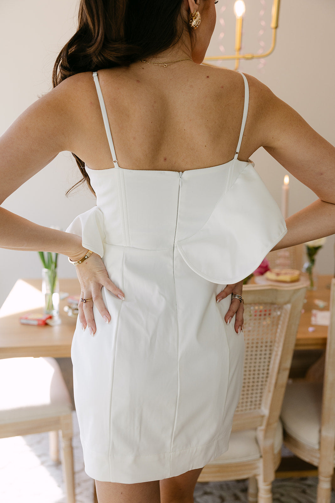 Mila White Ruffled Sweetheart Mini Dress
