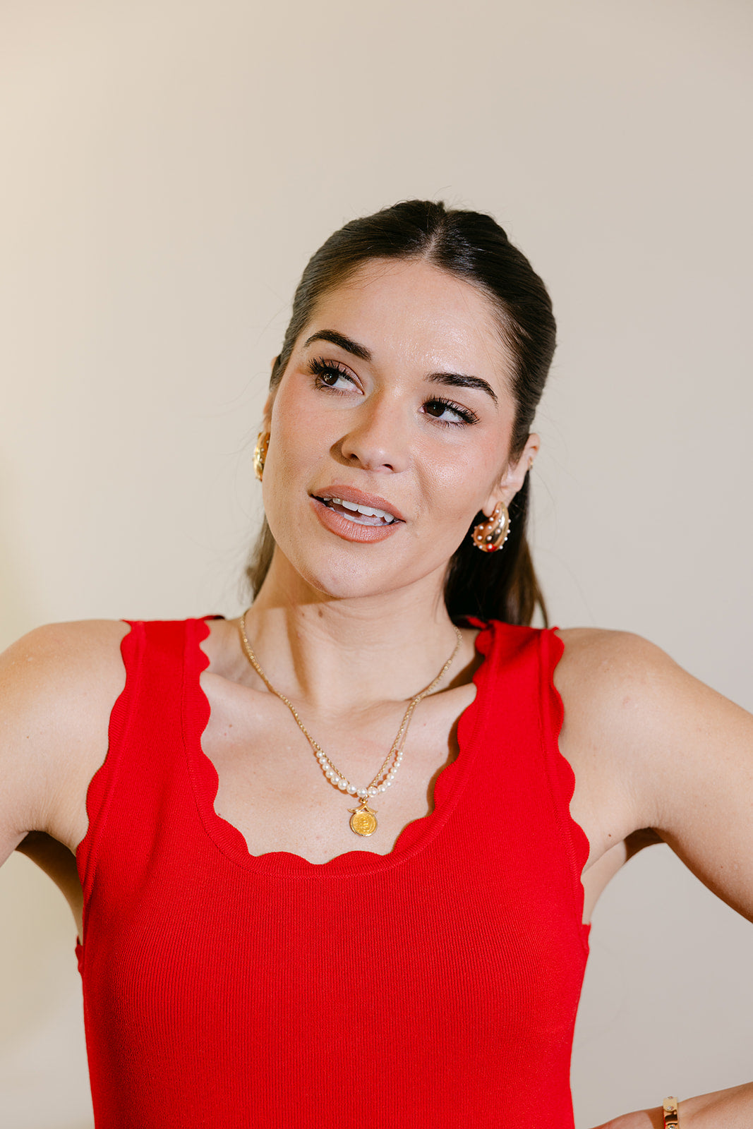 Amara Red Scalloped Mini Dress