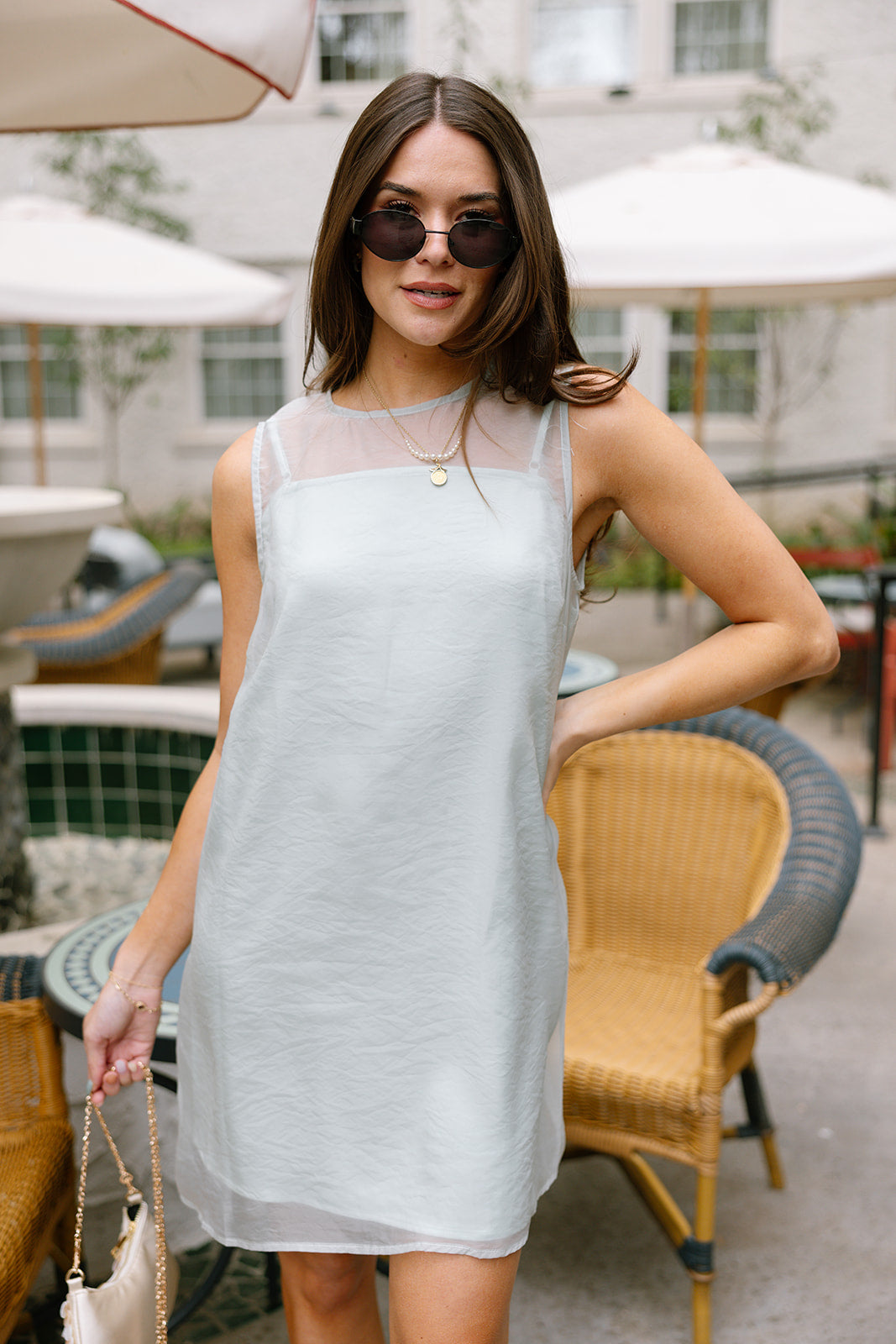 Brielle Mint Sheer Mini Dress