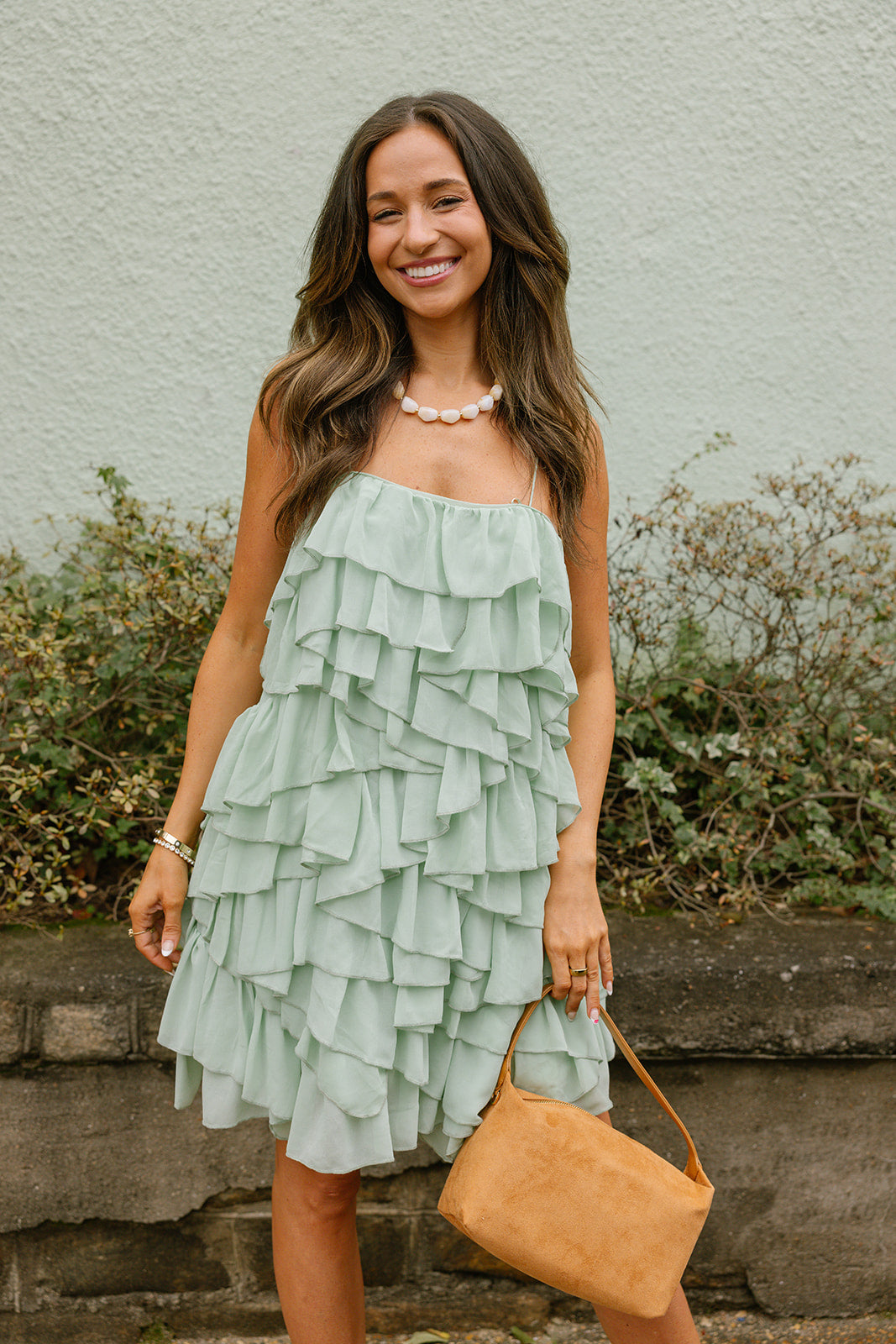 Penelope Mint Green Tiered Mini Dress