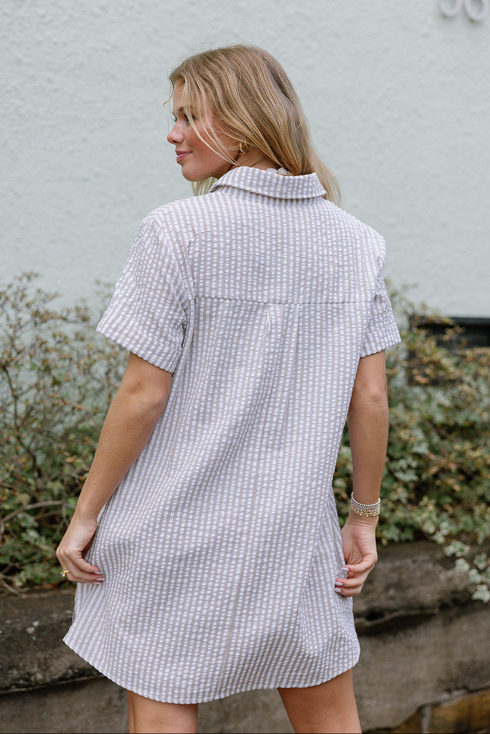 Leona Mocha & White Stripe Mini Dress