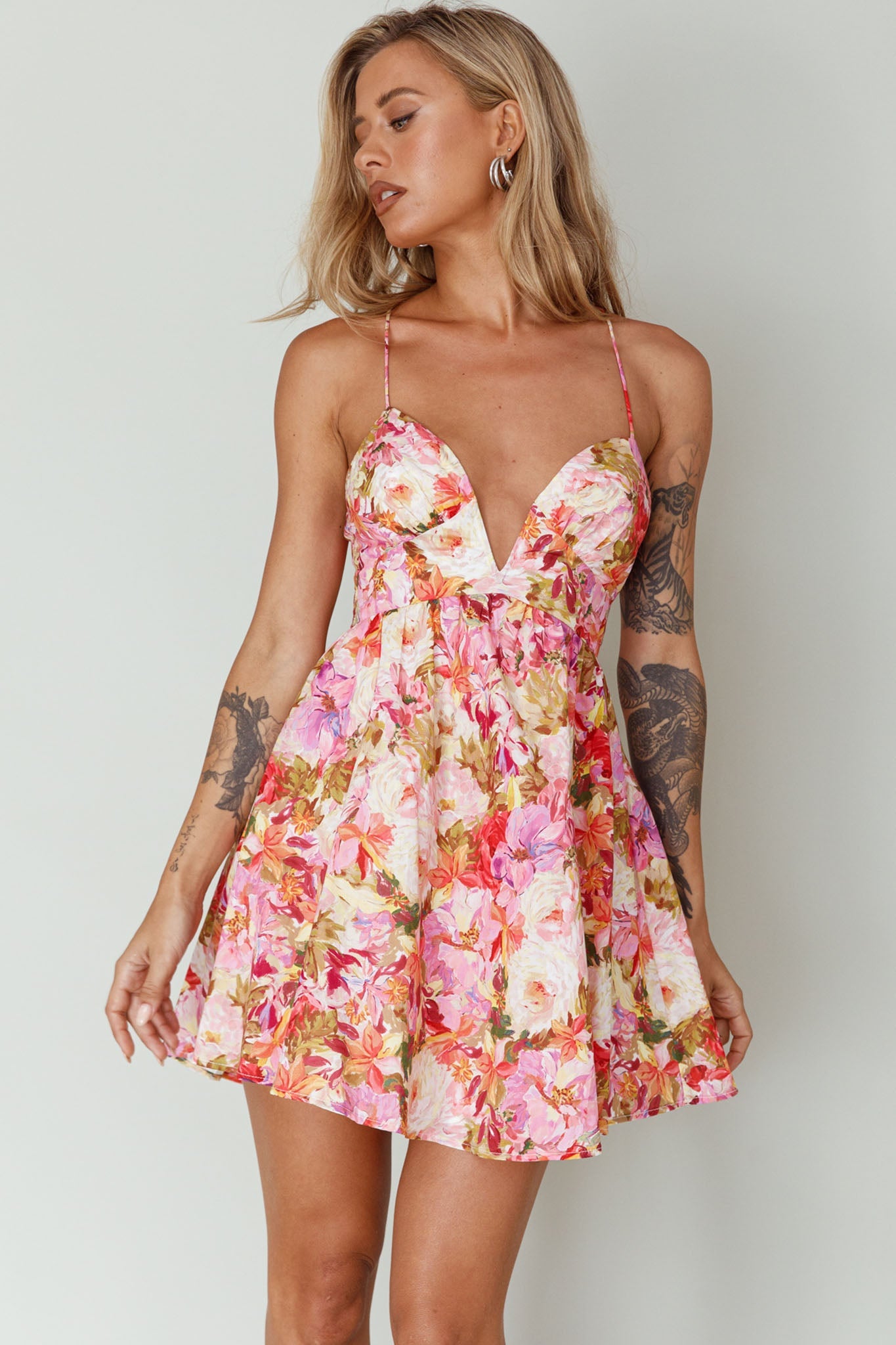 Le Jardins A-Line Mini Dress Floral Orange