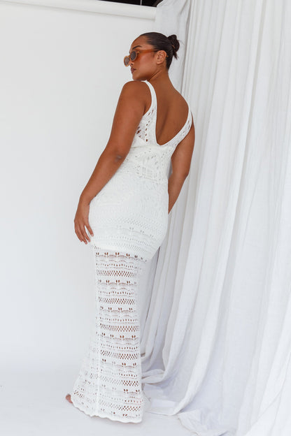 Endless Sun Crochet Maxi Dress White