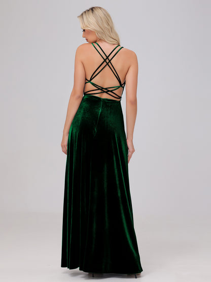 A-Line Spaghetti Straps Velvet Bridesmaid Dresses