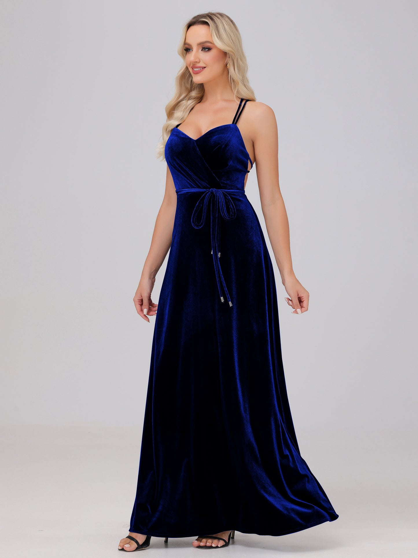 A-Line Spaghetti Straps Velvet Bridesmaid Dresses