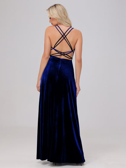 A-Line Spaghetti Straps Velvet Bridesmaid Dresses