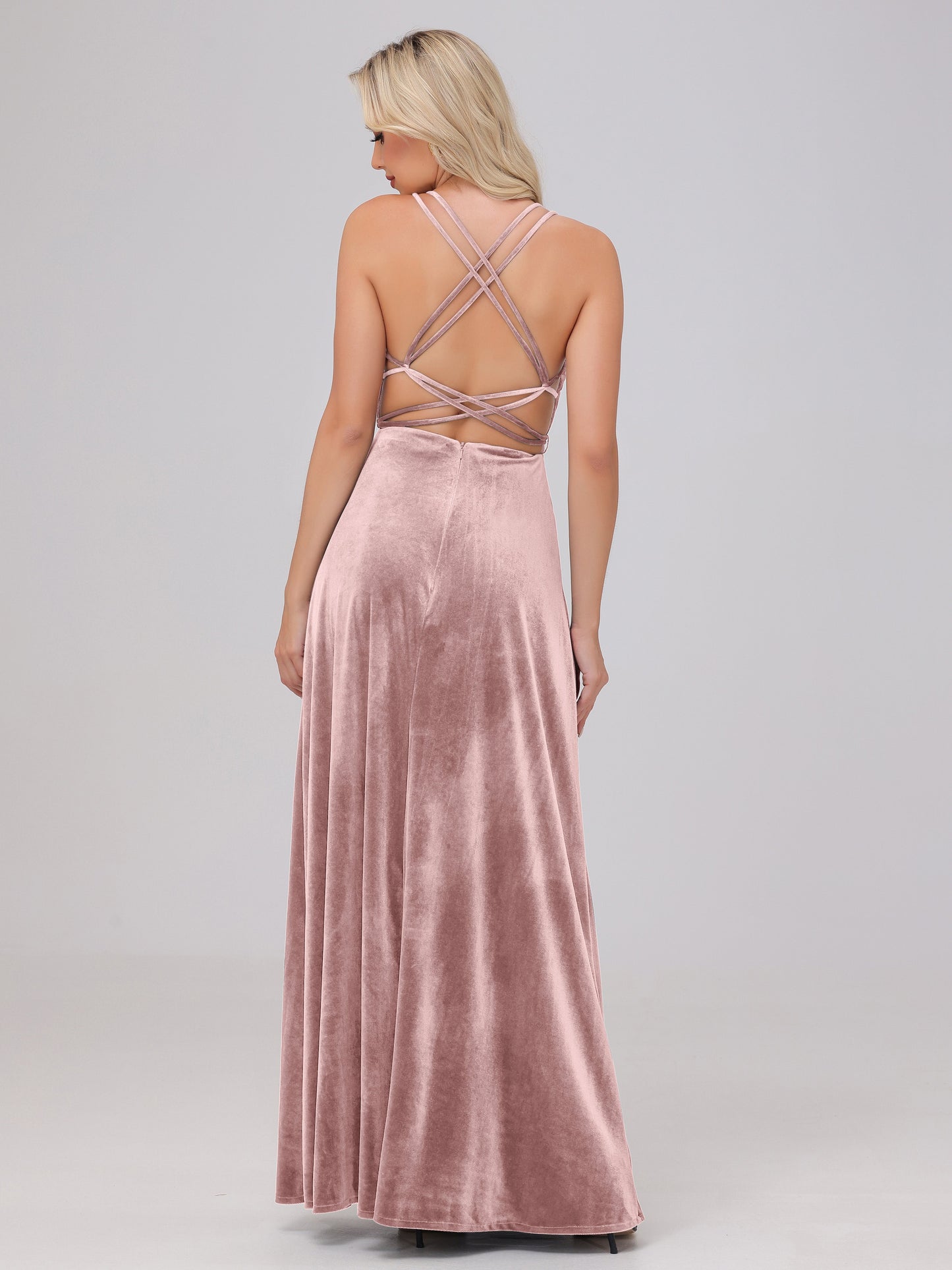 A-Line Spaghetti Straps Velvet Bridesmaid Dresses