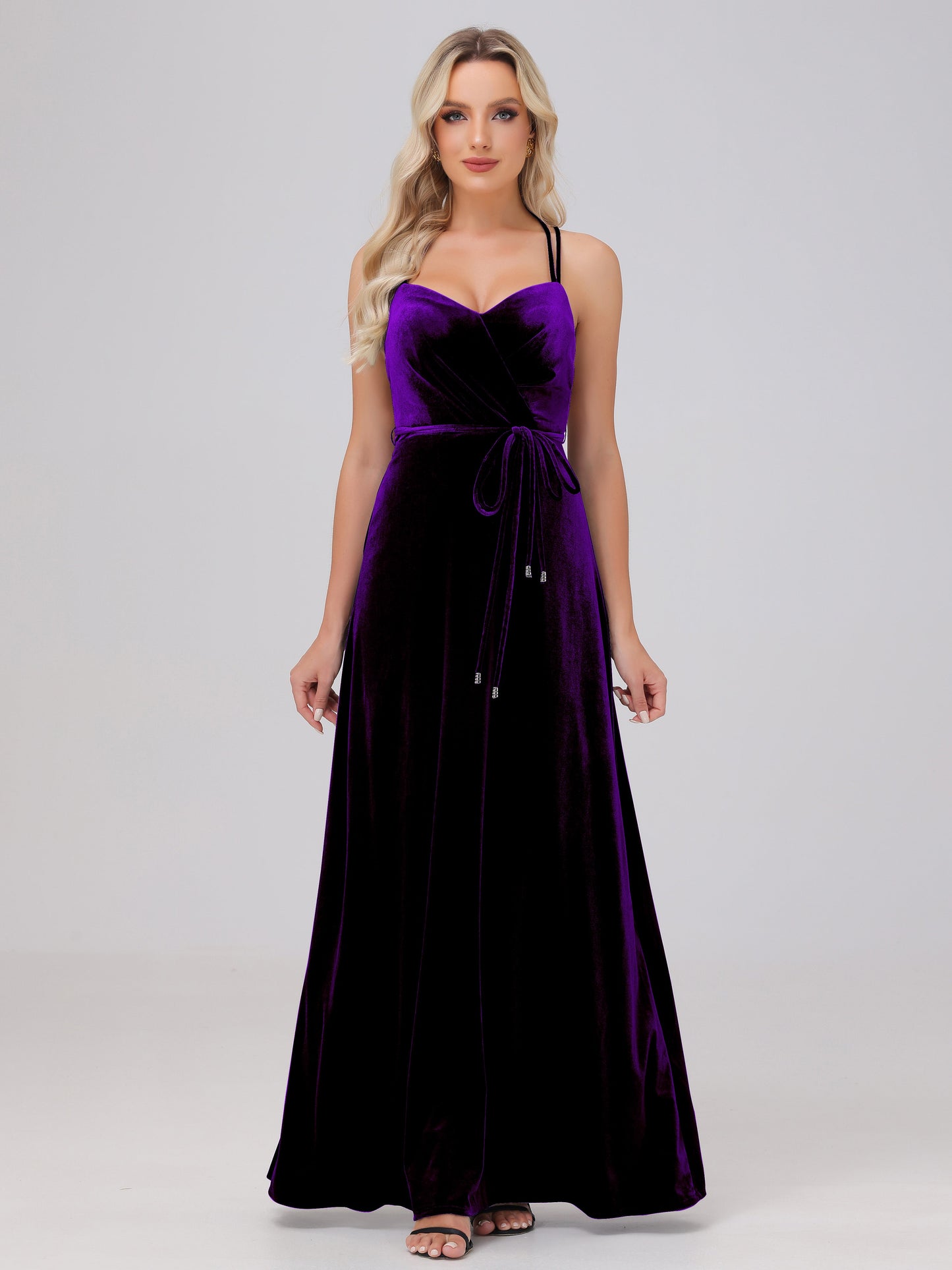 A-Line Spaghetti Straps Velvet Bridesmaid Dresses