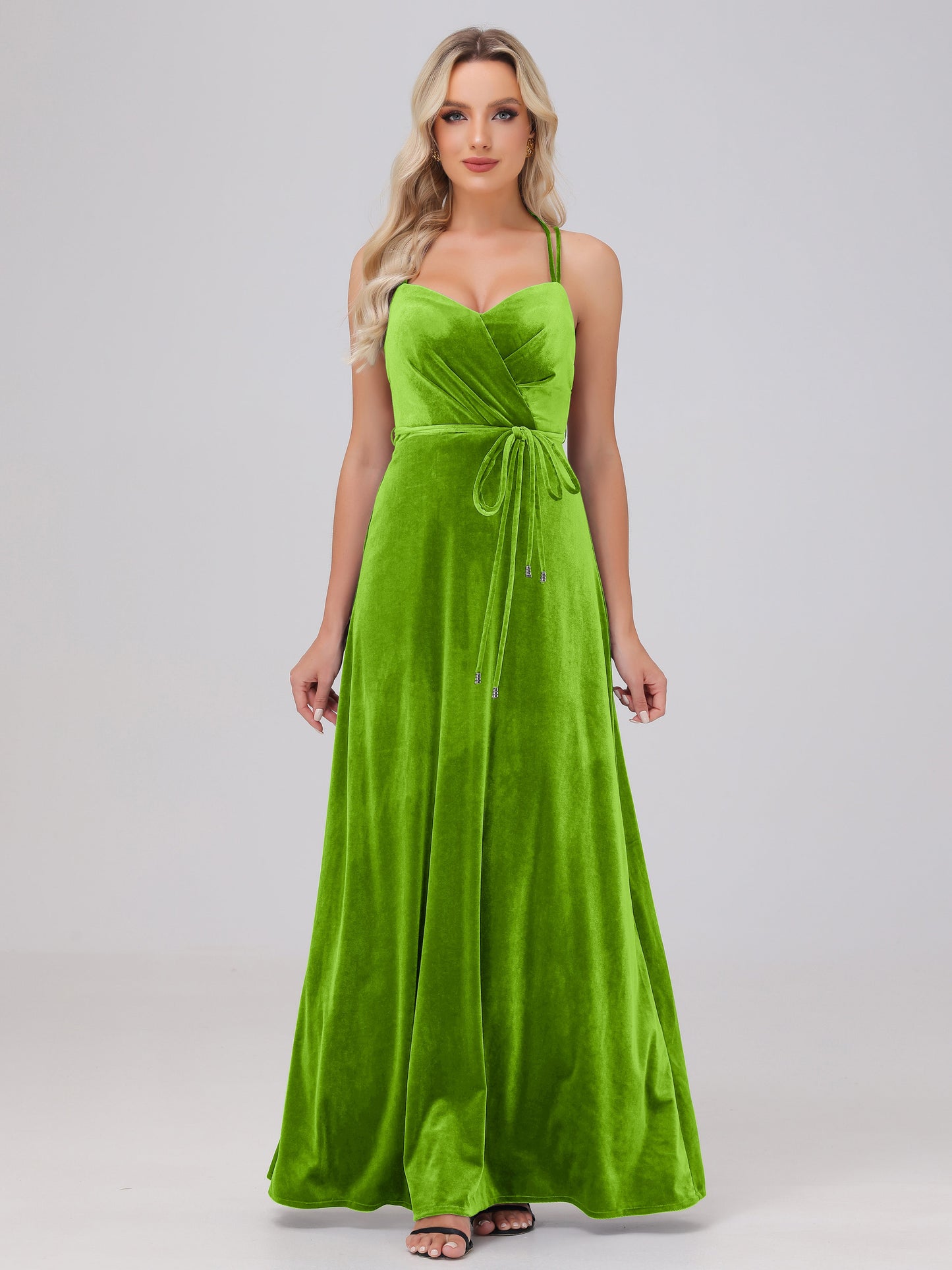 A-Line Spaghetti Straps Velvet Bridesmaid Dresses
