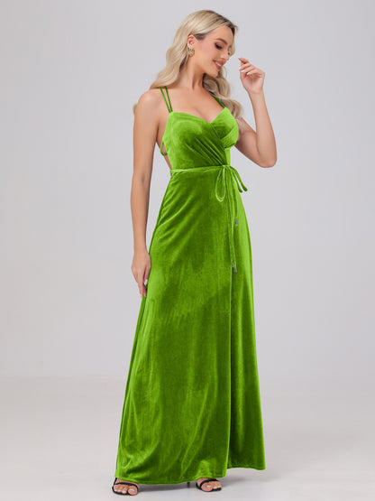 A-Line Spaghetti Straps Velvet Bridesmaid Dresses