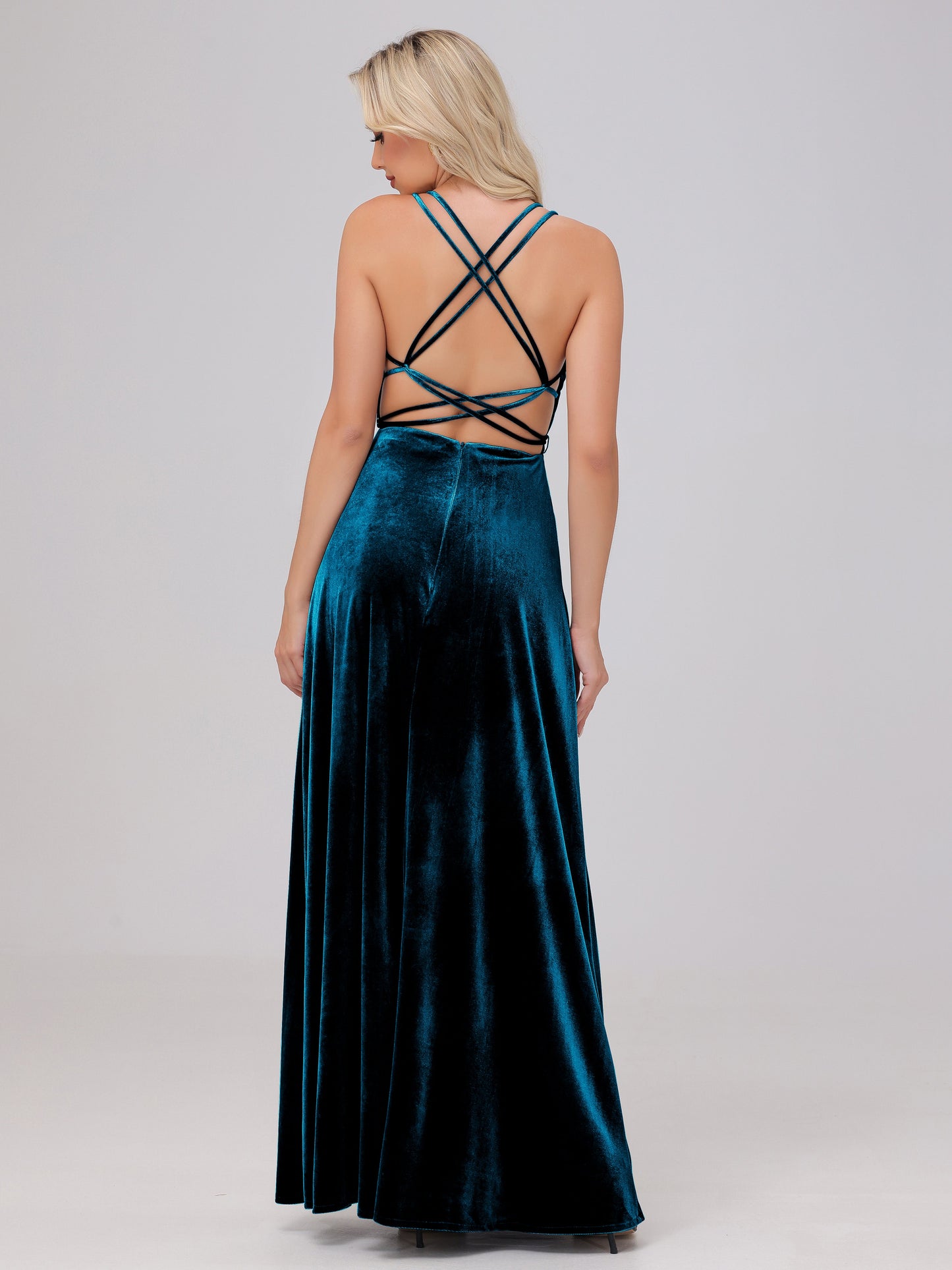 A-Line Spaghetti Straps Velvet Bridesmaid Dresses