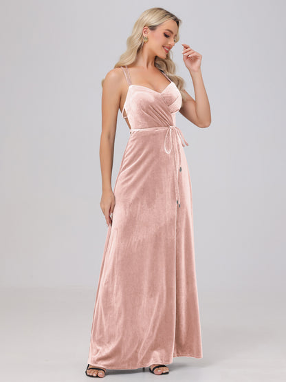 A-Line Spaghetti Straps Velvet Bridesmaid Dresses