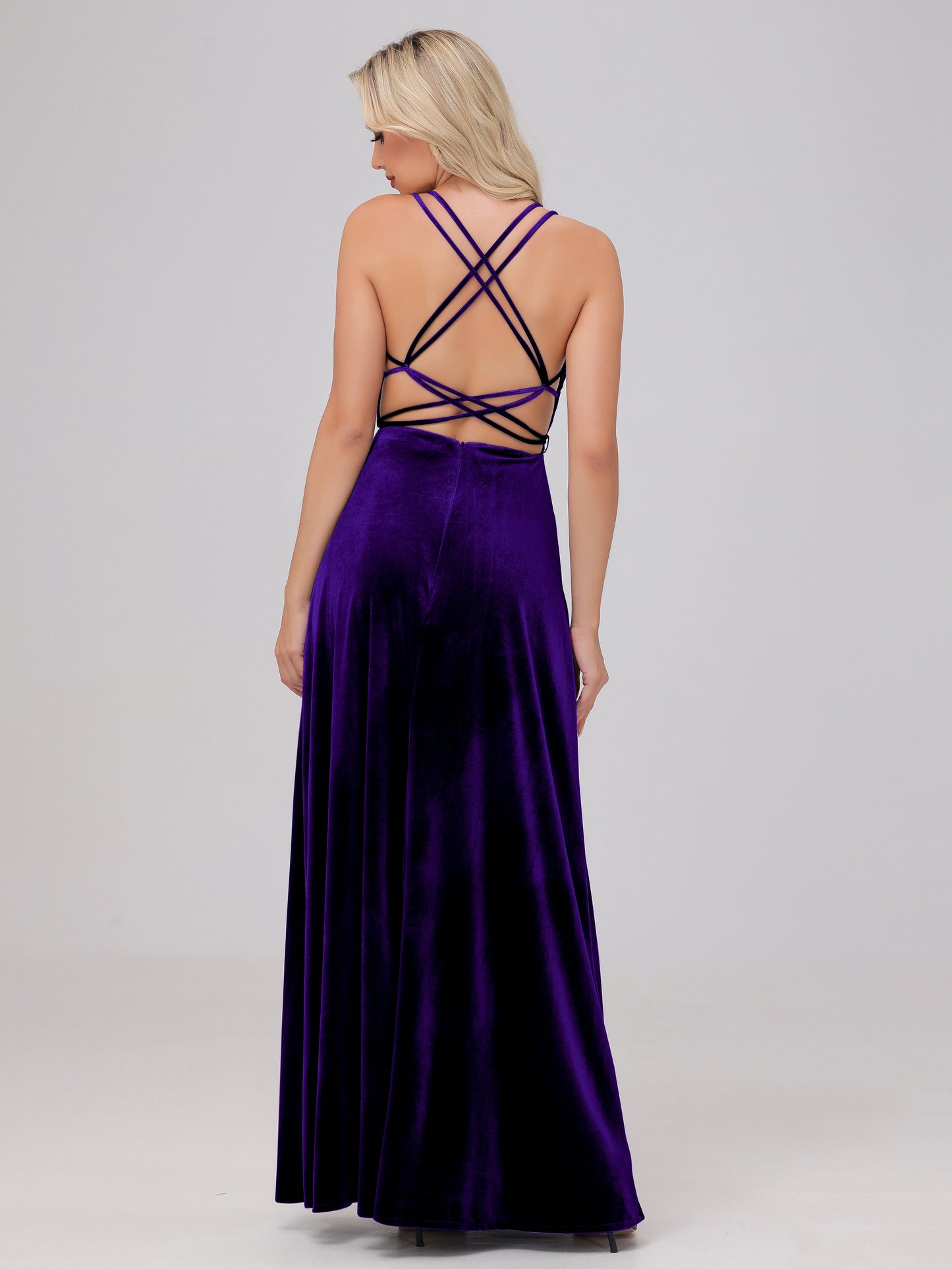 A-Line Spaghetti Straps Velvet Bridesmaid Dresses