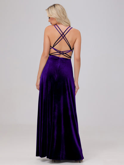 A-Line Spaghetti Straps Velvet Bridesmaid Dresses