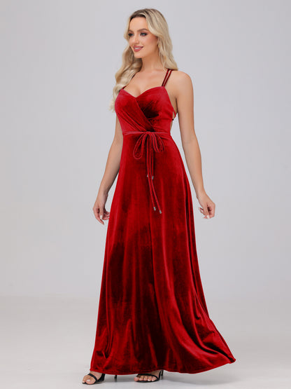 A-Line Spaghetti Straps Velvet Bridesmaid Dresses
