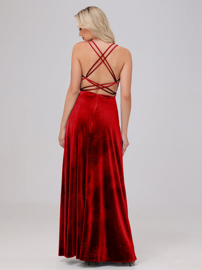 A-Line Spaghetti Straps Velvet Bridesmaid Dresses