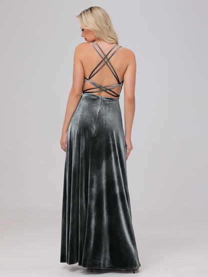 A-Line Spaghetti Straps Velvet Bridesmaid Dresses