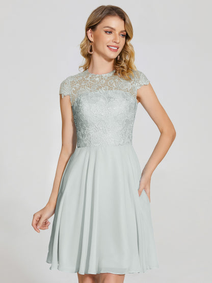 Alana Lace Cap Sleeves Short Bridesmaid Dress