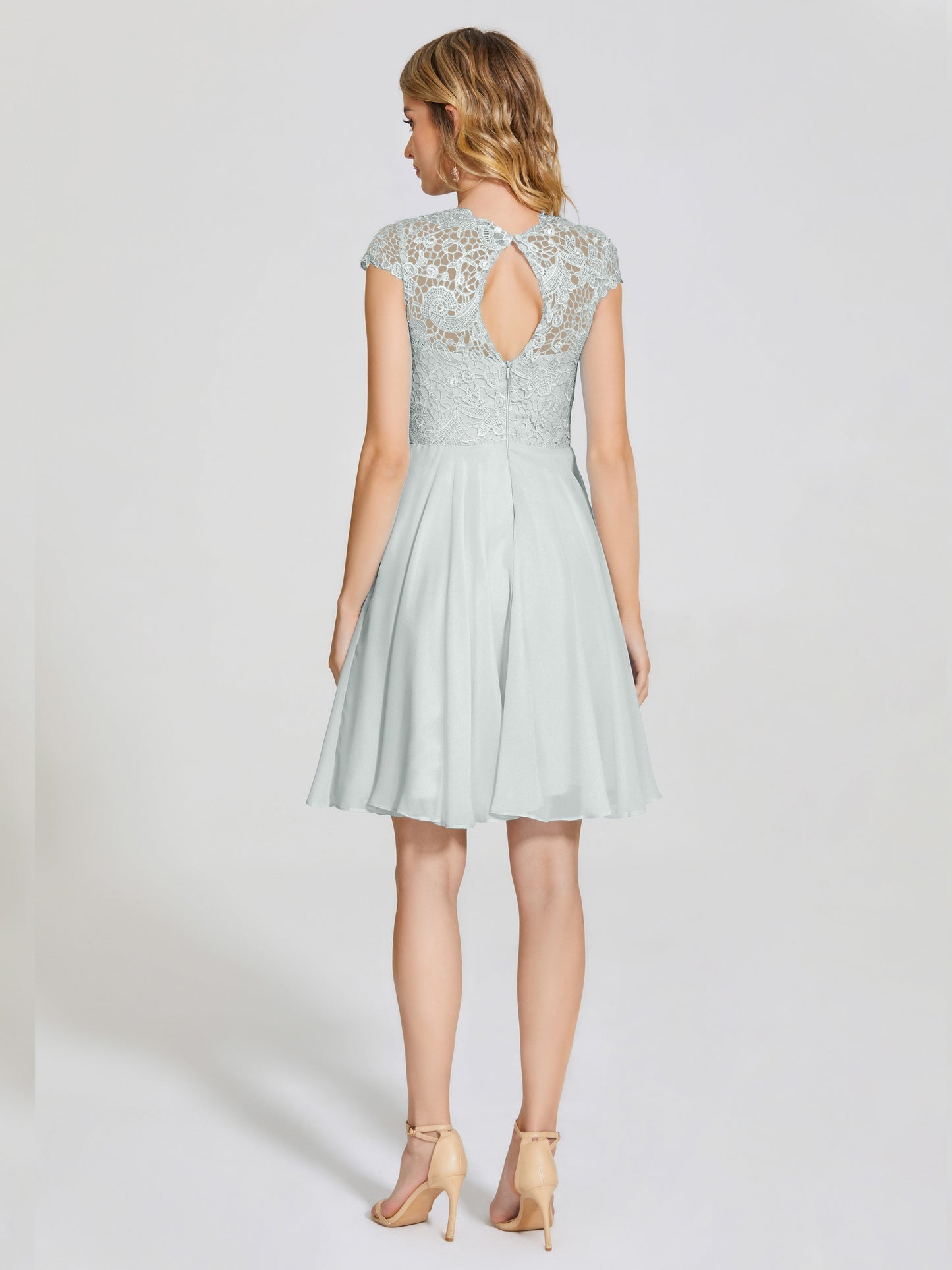 Alana Lace Cap Sleeves Short Bridesmaid Dress