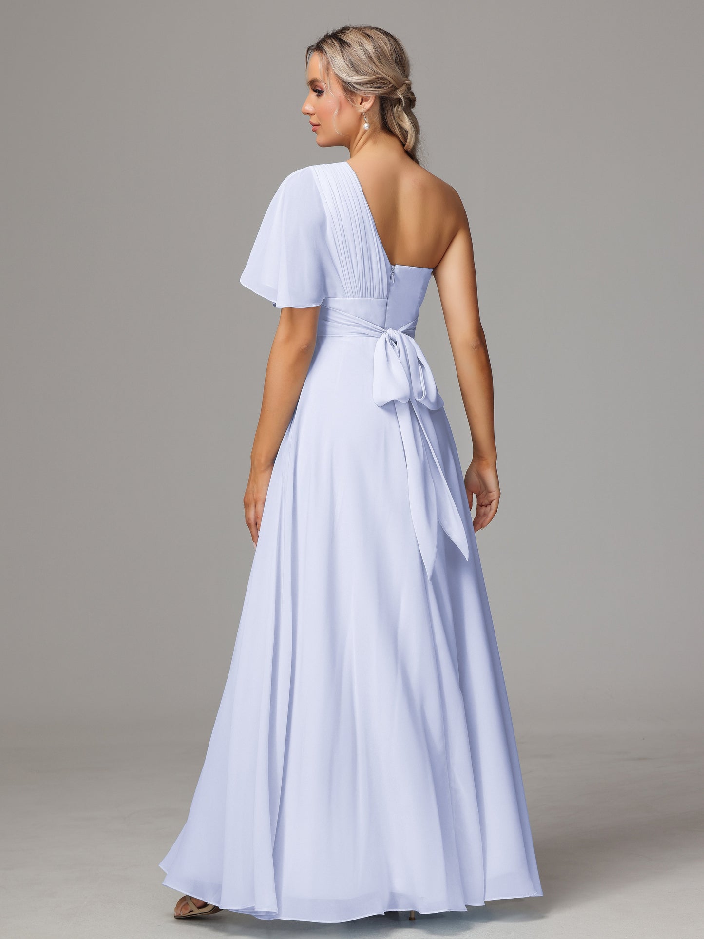 One Shoulder Chiffon Bridesmaid Dresses With Slit