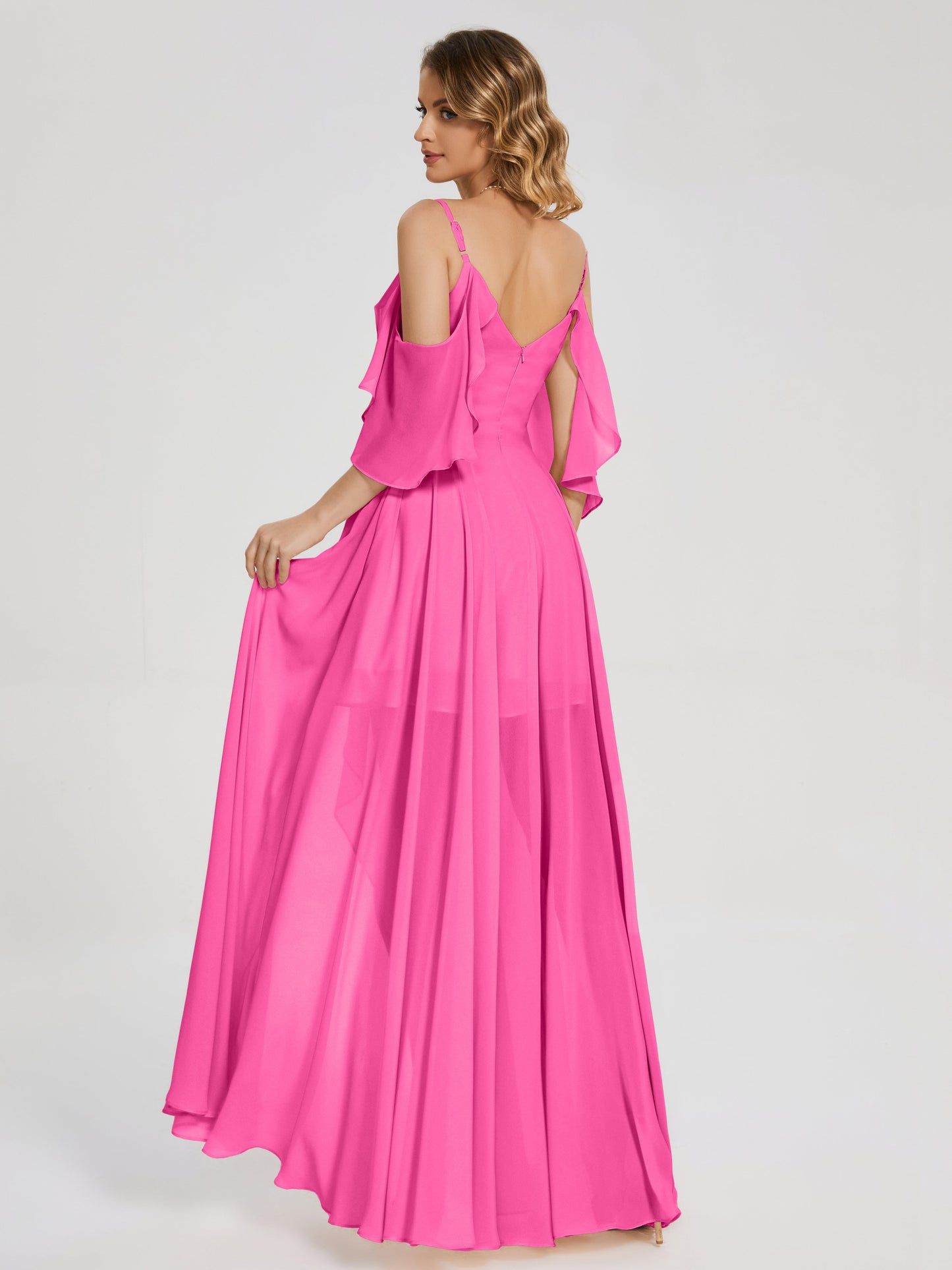 Lilah Asymmetrical Off the Shoulder Chiffon Bridesmaid Dress