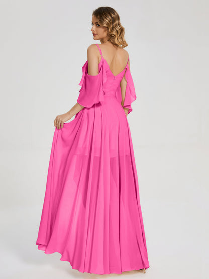 Lilah Asymmetrical Off the Shoulder Chiffon Bridesmaid Dress