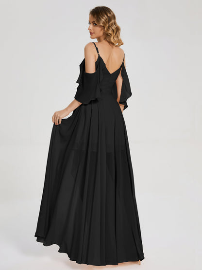 Lilah Asymmetrical Off the Shoulder Chiffon Bridesmaid Dress