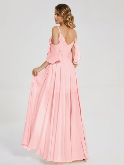 Lilah Asymmetrical Off the Shoulder Chiffon Bridesmaid Dress