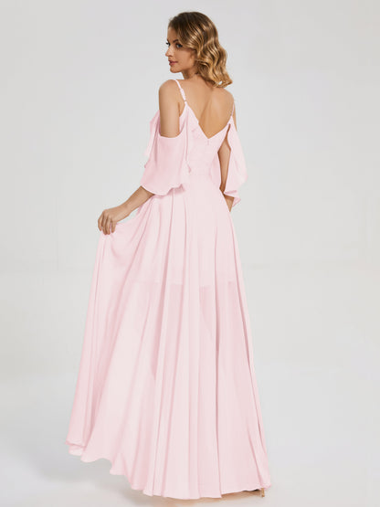 Lilah Asymmetrical Off the Shoulder Chiffon Bridesmaid Dress