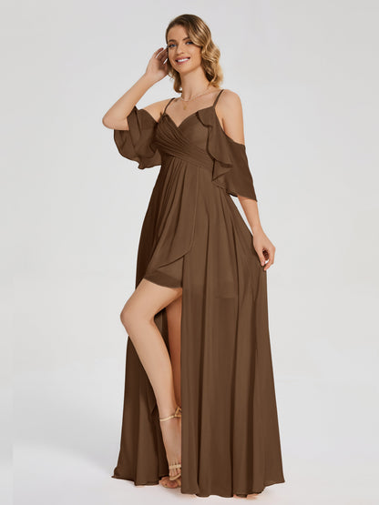Lilah Asymmetrical Off the Shoulder Chiffon Bridesmaid Dress