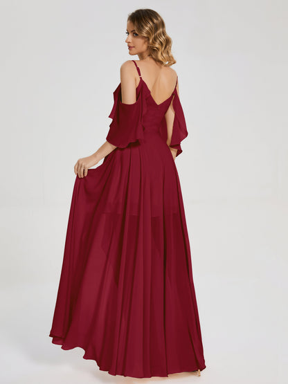 Lilah Asymmetrical Off the Shoulder Chiffon Bridesmaid Dress