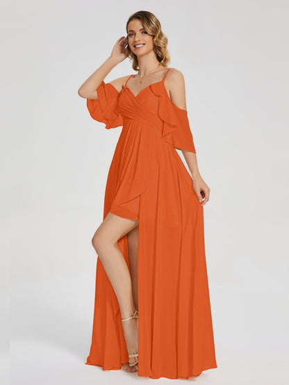Lilah Asymmetrical Off the Shoulder Chiffon Bridesmaid Dress