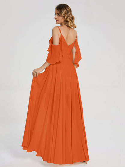 Lilah Asymmetrical Off the Shoulder Chiffon Bridesmaid Dress