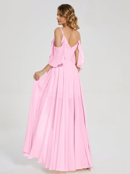 Lilah Asymmetrical Off the Shoulder Chiffon Bridesmaid Dress