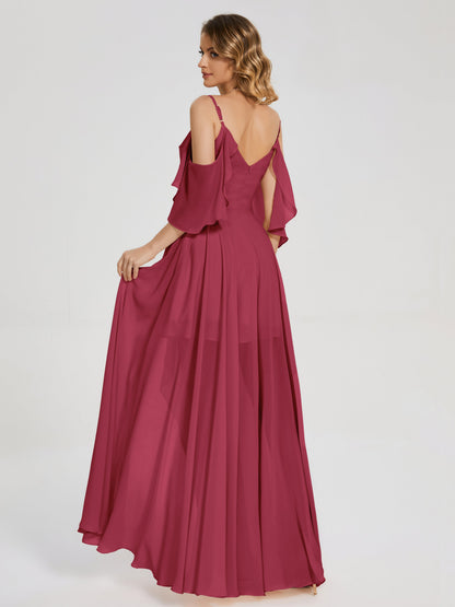 Lilah Asymmetrical Off the Shoulder Chiffon Bridesmaid Dress