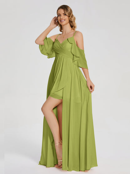 Lilah Asymmetrical Off the Shoulder Chiffon Bridesmaid Dress