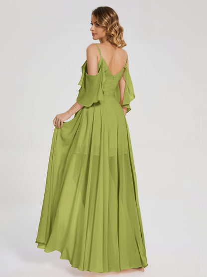 Lilah Asymmetrical Off the Shoulder Chiffon Bridesmaid Dress