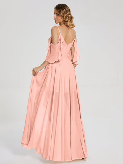 Lilah Asymmetrical Off the Shoulder Chiffon Bridesmaid Dress