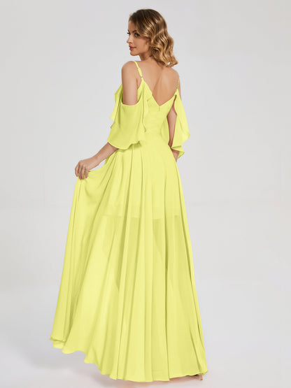 Lilah Asymmetrical Off the Shoulder Chiffon Bridesmaid Dress