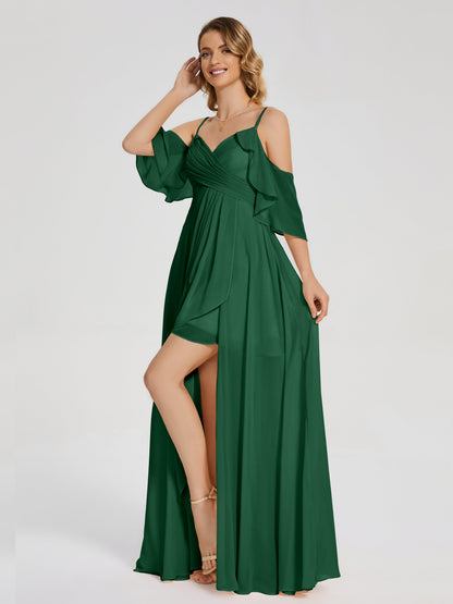 Lilah Asymmetrical Off the Shoulder Chiffon Bridesmaid Dress